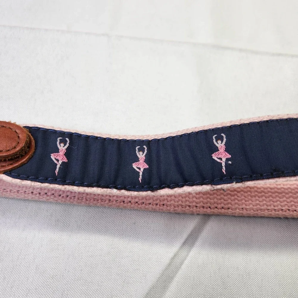 Girls Size 24 Ballerina Print Leather Adjustable Belt Navy Blue Brown Pink USA